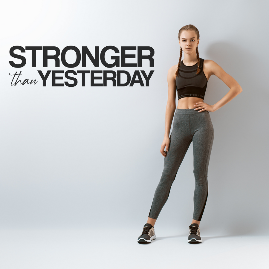 Motivational wall decal featuring inspirational wall quotes and stickers for stronger-than-yesterday. 