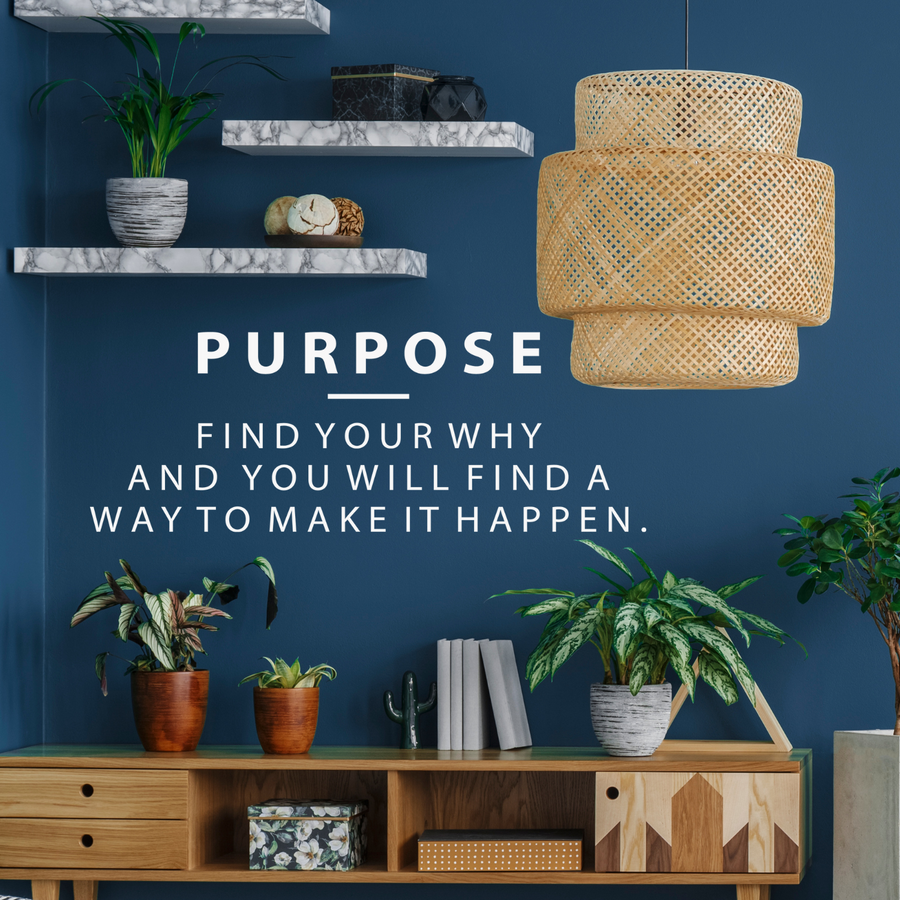 Motivational wall decal featuring inspirational wall quotes and stickers for purpose-find-your-why. 