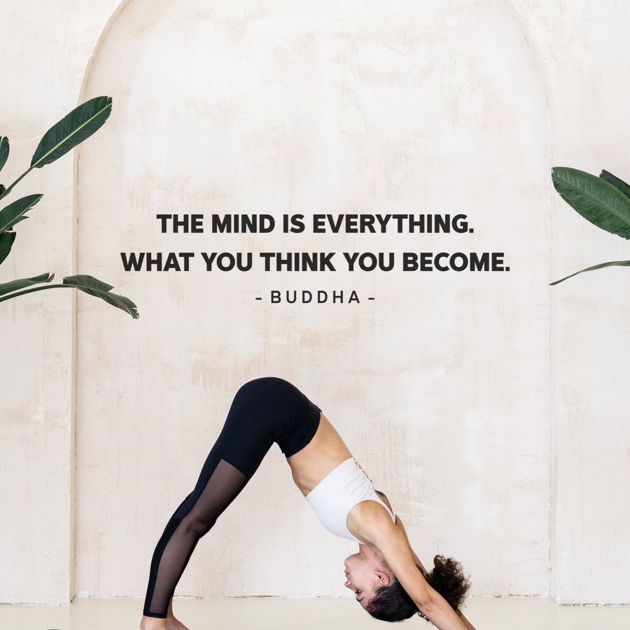 Motivational wall decal featuring inspirational wall quotes and stickers for the-mind-is-everything-what-you-think-you-become-buddha. 