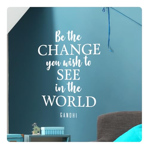 My Vinyl Story - Be The Change You Wish to See in The World Gandhi - Inspirational Wall Decal Sticker Quote Motivational Removable Vinyl Art for Home Classroom Office