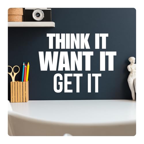 My Vinyl Story - Think It, Want It, Get It - Inspirational Motivational Wall Decal Sticker Quote Art Decor Positive Saying Bedroom Home Office Classroom Gym, Removable