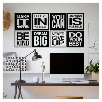 My Vinyl Story 8 PC Motivational Wall Decal Positive Inspirational Quote Phrases Decor Wall Sticker Art Sayings for Office Gym Classroom School Library Kids Decoration