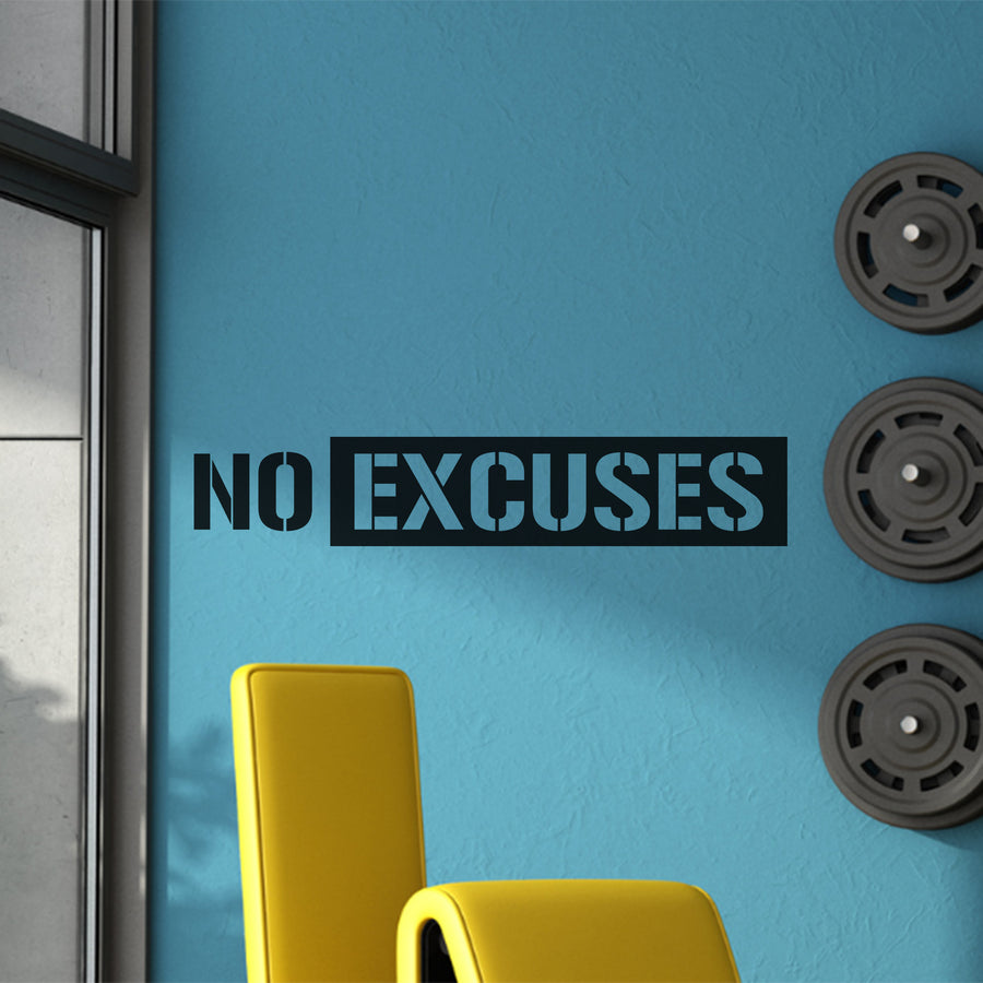 NO Excuses Inspirational Wall Stickers, Gym Wall Decals, Quotes Classroom Office Garage School Bedroom, Fitness Sports Workout Exercise Motivational Art Home Decor Removable Vinyl