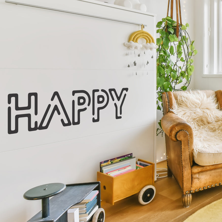 Happy Inspirational Wall Decals for Bedroom Motivational Decal Quote Positive Kids Word Sayings Sticker Home Office Sign Classroom Decor Art Removable Vinyl Decorations