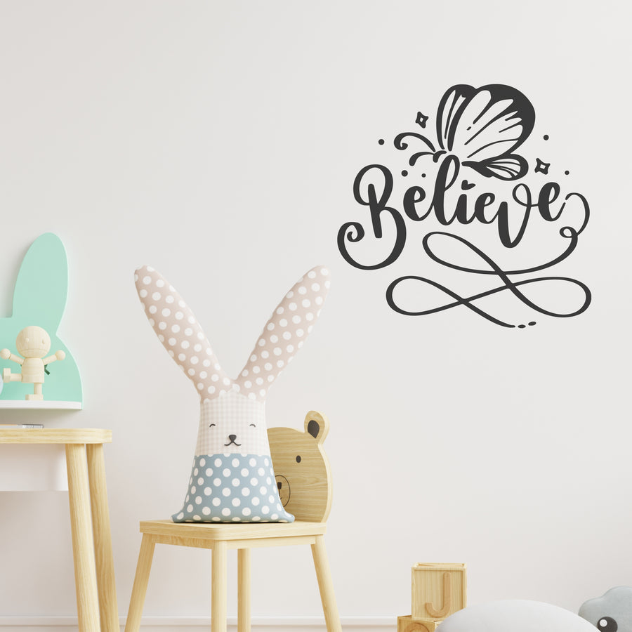 Believe Inspirational Wall Decals for Bedroom Motivational Decal Quote Positive Kids Word Sayings Sticker Home Office Sign Classroom Decor Art Removable Vinyl Decorations