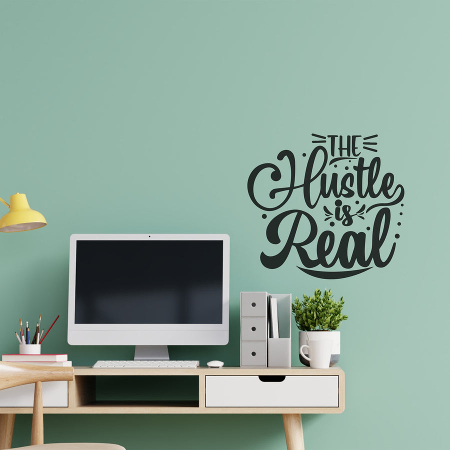 The Hustle is Real Inspirational Wall Decals for Bedroom Motivational Decal Quote Positive Kids Word Sayings Sticker Home Office Sign Classroom Decor Art Removable Vinyl Decorations