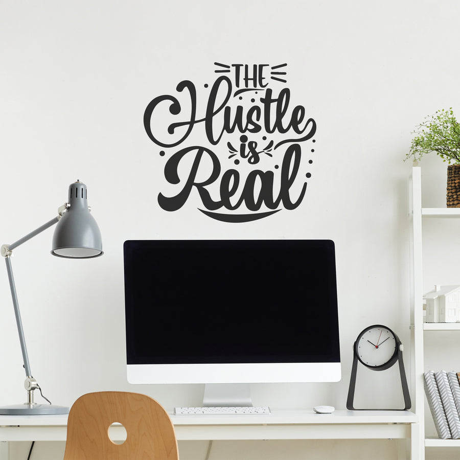 The Hustle is Real Inspirational Wall Decals for Bedroom Motivational Decal Quote Positive Kids Word Sayings Sticker Home Office Sign Classroom Decor Art Removable Vinyl Decorations