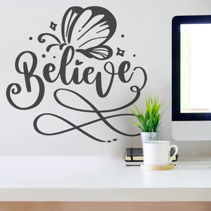 Believe Inspirational Wall Decals for Bedroom Motivational Decal Quote Positive Kids Word Sayings Sticker Home Office Sign Classroom Decor Art Removable Vinyl Decorations