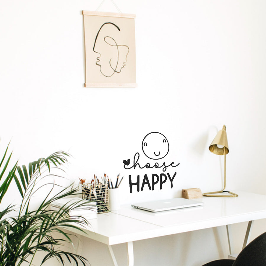 My Vinyl Story Choose Happy Funny Decal Sticker Decor Bedroom Decoration Art Decal Decoration Adhesive Removable Vinyl Artwork Kids Decorative Wall Art Graphic Signs Positive Quote Positivity