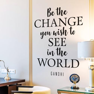 My Vinyl Story - Be The Change You Wish to See in The World Gandhi - Inspirational Wall Decal Sticker Quote Motivational Removable Vinyl Art for Home Classroom Office
