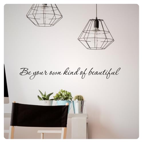 My Vinyl Story - Be Your Own Kind of Beautiful - Motivational Inspirational Wall Decal Sticker Quote Vinyl Art Decor for Home Kids Room Bathroom Office Classroom, Removable (Black, 22x3 inches)