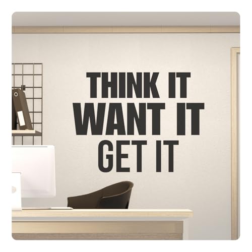 My Vinyl Story - Think It, Want It, Get It - Inspirational Motivational Wall Decal Sticker Quote Art Decor Positive Saying Bedroom Home Office Classroom Gym, Removable