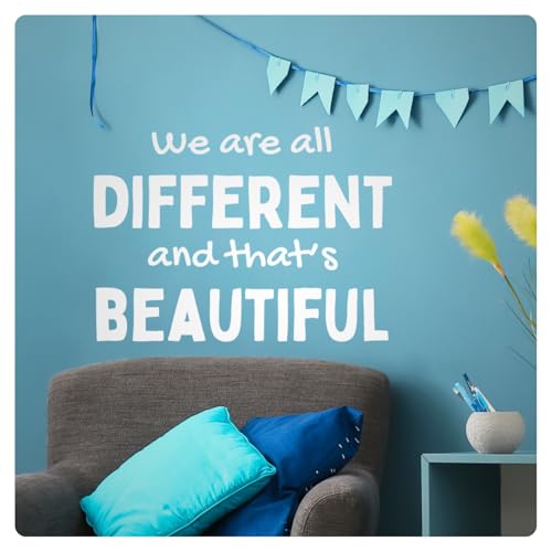 My Vinyl Story - We are All Different - Inspirational Motivational Wall Decal Sticker Quote Art Decor Positive Saying Classroom Kids Room Library, Removable