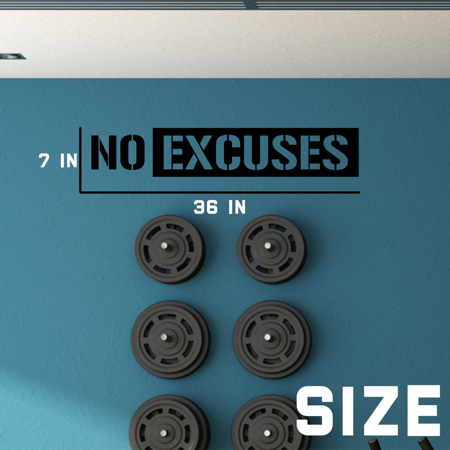 NO Excuses Inspirational Wall Stickers, Gym Wall Decals, Quotes Classroom Office Garage School Bedroom, Fitness Sports Workout Exercise Motivational Art Home Decor Removable Vinyl