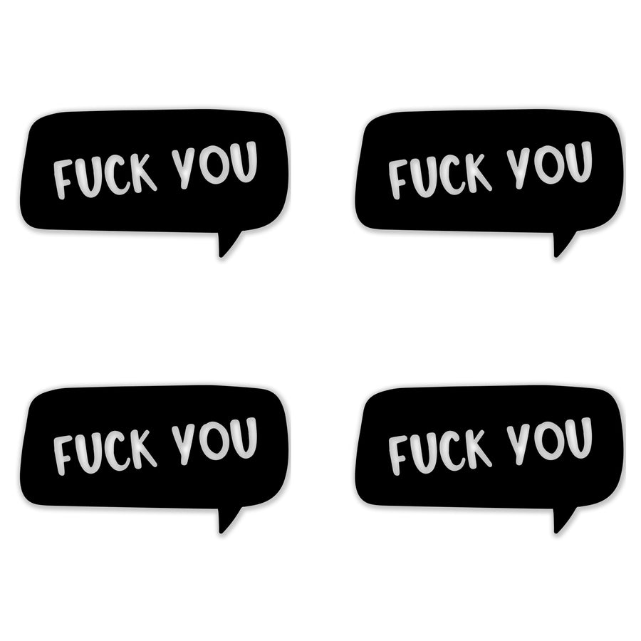 Set of 4 - F*ck You Inspirational Decal Sticker Decor Bedroom Decoration Love Art Decal Car Decal Laptop Sticker Adhesive Removable Vinyl Artwork 6x3 inches