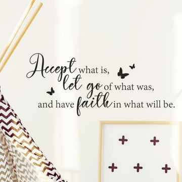 My Vinyl Story - Accept What is - Inspirational Wall Decal Sticker Quote for Home Office Bedroom Kids Room Classroom Positive Vinyl Wall Art