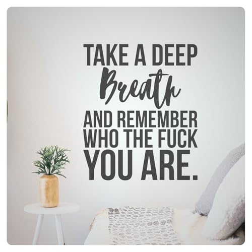 My Vinyl Story - Take a Deep Breath - Inspirational Motivational Wall Decal Sticker Positive Affirmation Quote Art Decor Saying for Home Office Gym Daily Reminder, Removable