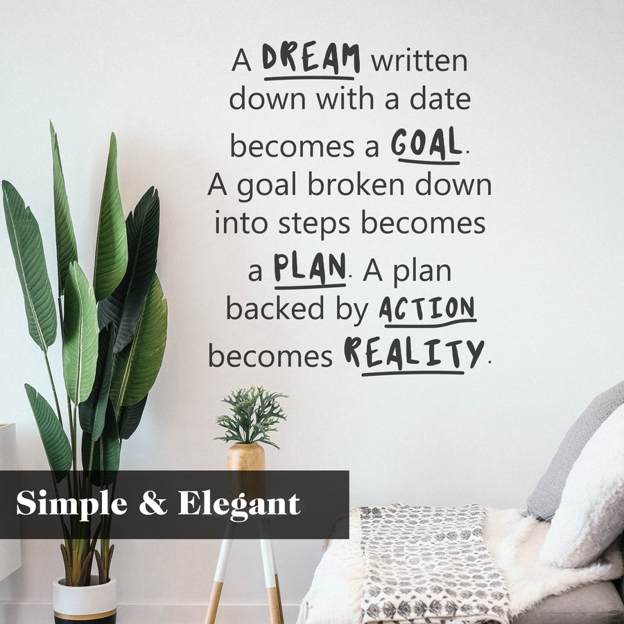 A Dream Written Motivational and Inspirational Office Wall Decal Sticker Vinyl Quotes for Business Teamwork Words and Saying Positive Decor Active