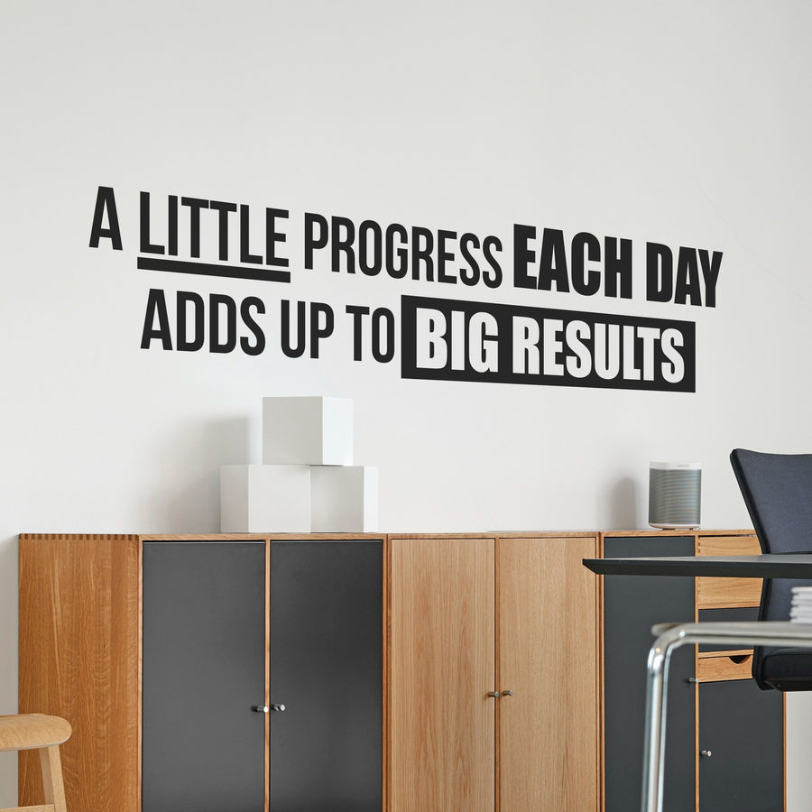 A Little Progress Each Day Inspirational Wall Stickers, Gym Wall Decals, Quotes Classroom Office Garage School Bedroom, Fitness Sports Workout Exercise Motivational Art Home Decor Removable Vinyl
