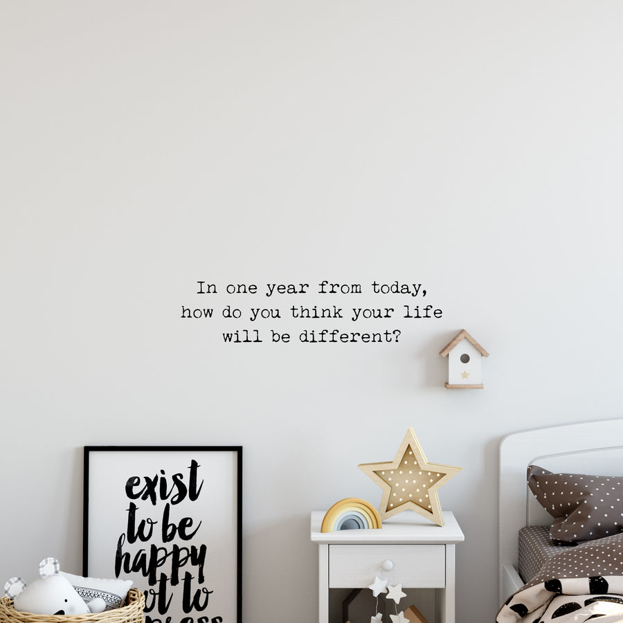 In One Year From Today How Do You Think Your Life Will Be Different Wall Decal Sticker
