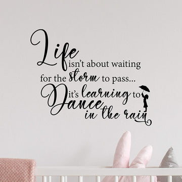 Life Isnt About Waiting for The Storm to Pass Its Learning to Dance in The Rain Wall Decal Sticker