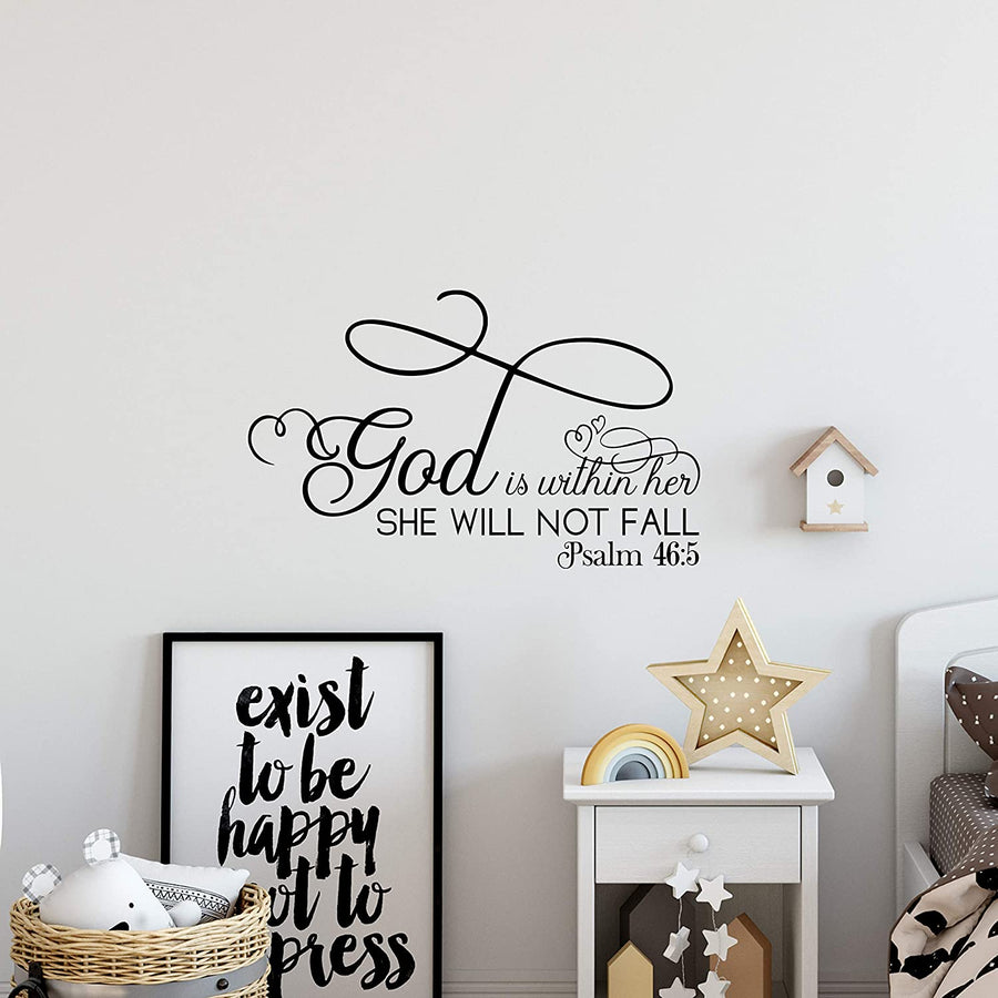 God is Within Her She Will Not Fall Psalm Wall Decal Sticker